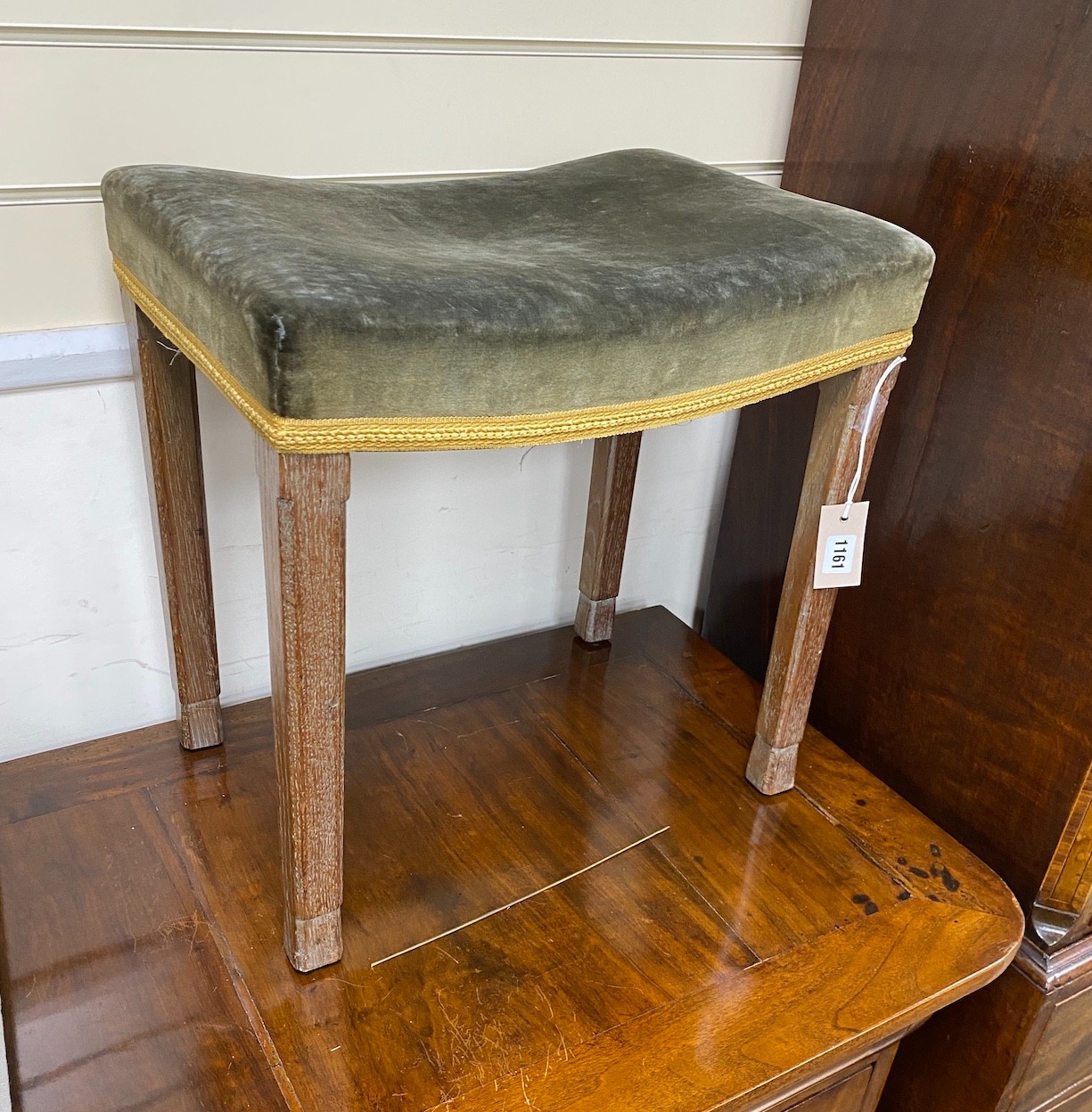 An Elizabeth II Coronation stool, length 46cm, depth 32cm, height 47cm